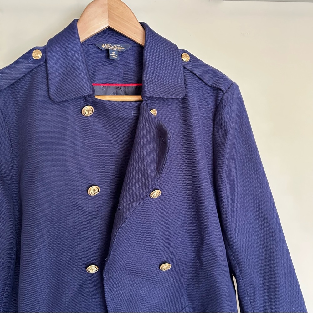 BROOKS BROTHERS Navy Double Breasted Twill Coat 12
